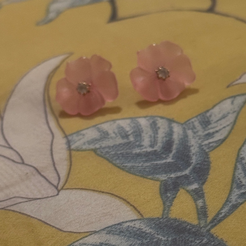 Pink Floral Stud Earrings - Elegant Flower Posts